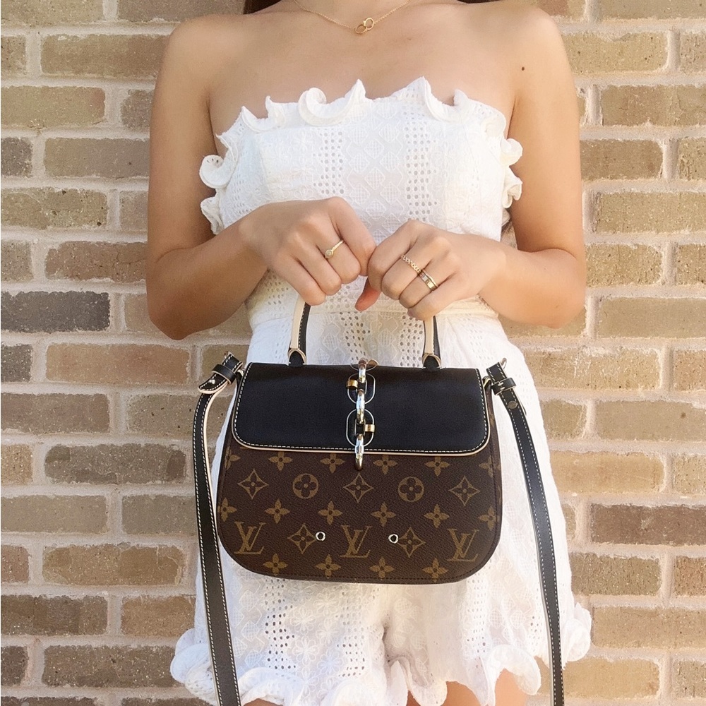 Louis Vuitton Chain It Top Handle Bag Monogram Canvas Leather PM Black Brown - Picture 3 of 12